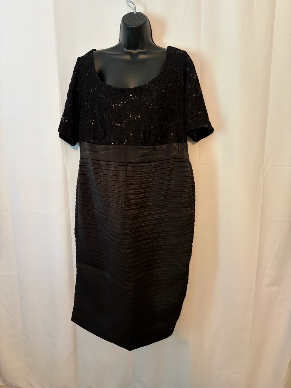 Black Sequin Bodice Cocktail Dress